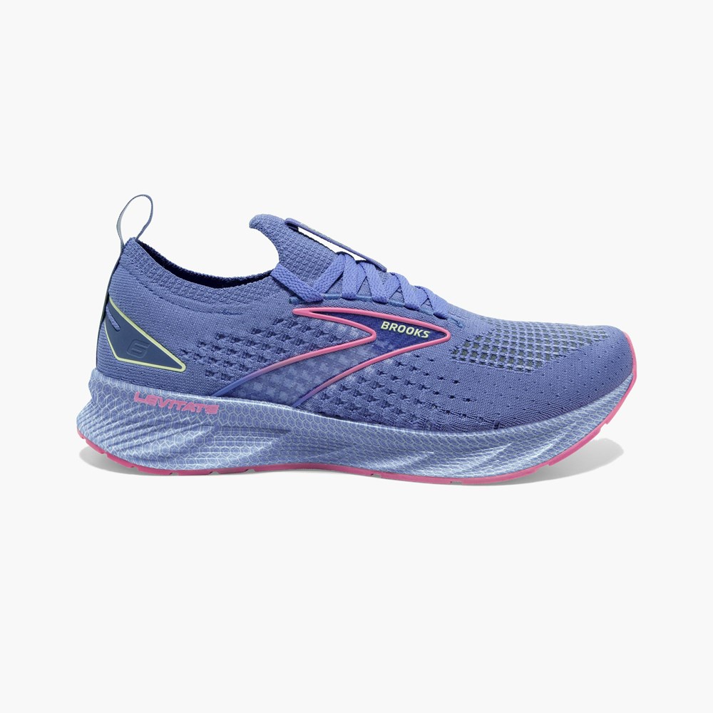 Chaussures Running Route Brooks Levitate StealthFit 6 Noir Bleu Rose Femme | ESI-7609915